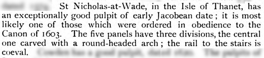 Comment on the pulpit, from 'Pulpits, lecterns, and organs in English churches, by J. Charles Cox', http://hdl.handle.net/2027/njp.32101067659191?urlappend=%3Bseq=138